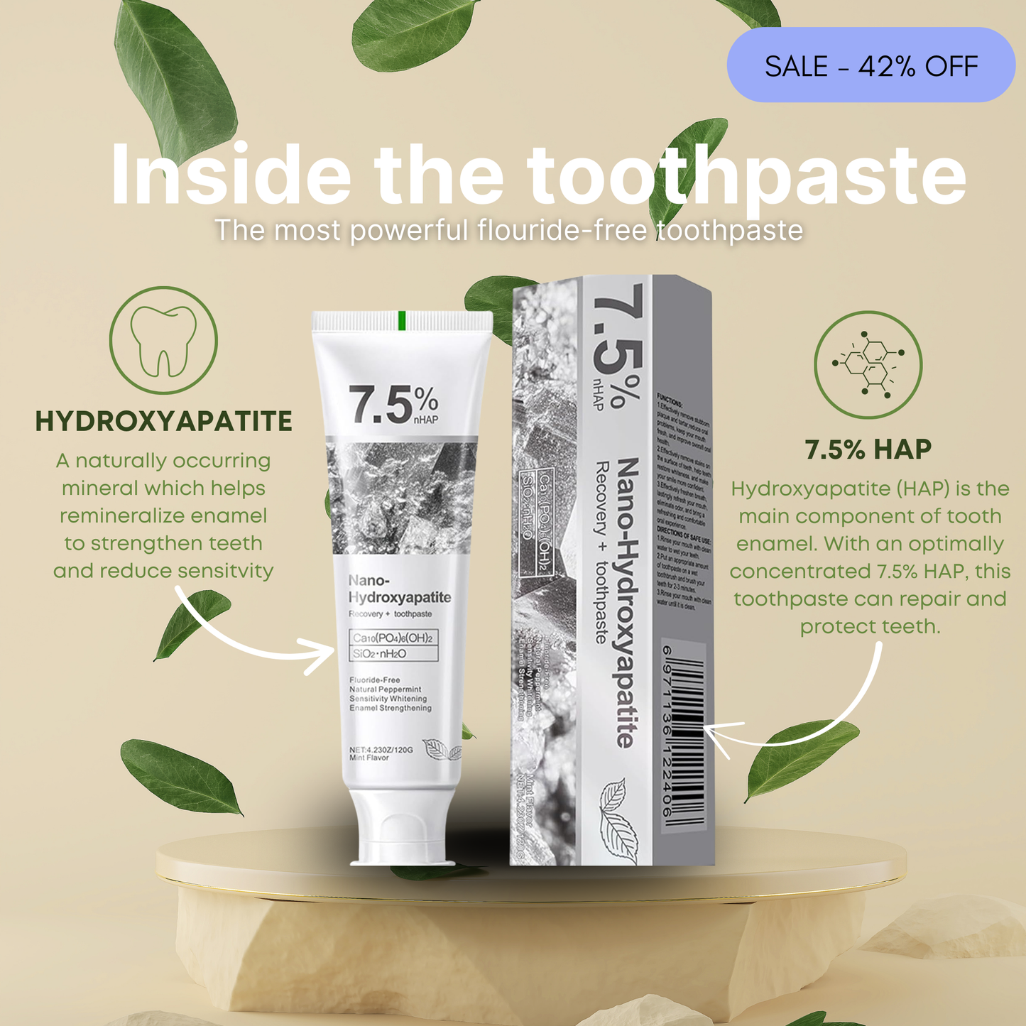 Pasta dental con hidroxiapatita sin flúor Herblix™